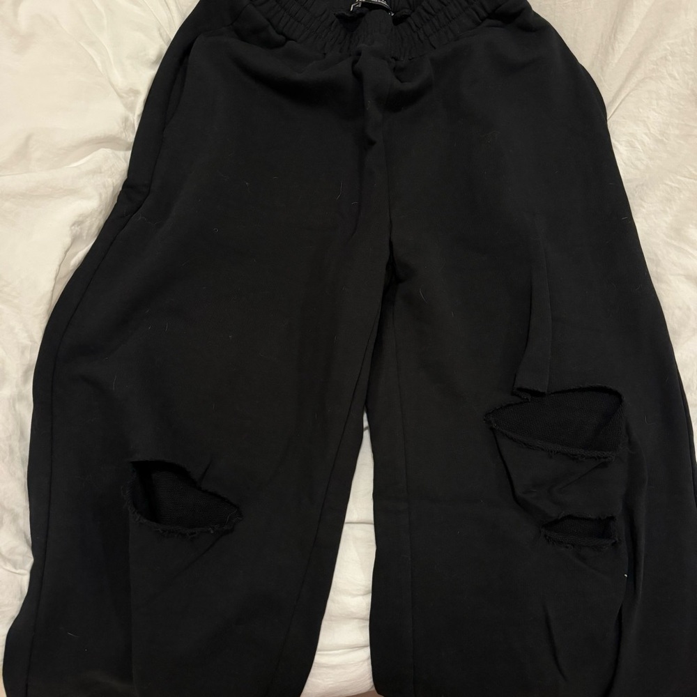 Zara Ripped Black Sweatpants